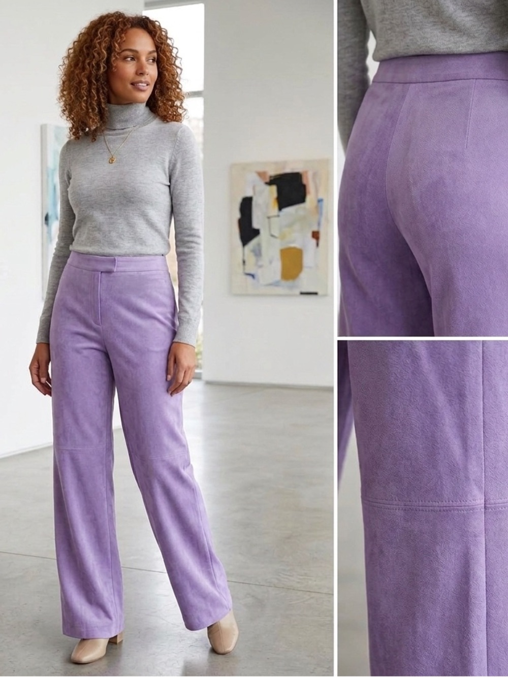 Norton McNaughton 12 Orchid Purple High Waisted Wide Leg Pants Career